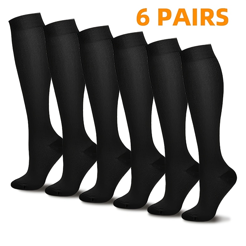 Wool Hiking Sock - 6 Pairs Mid-Calf Compression Socks for