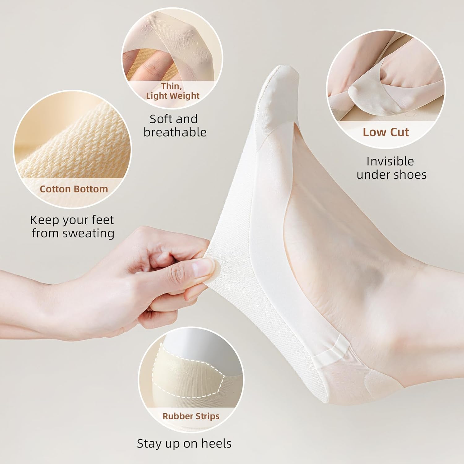 Caudblor 6 Pack Thin No Show S - огляд і ціна Invisibility Sock Loafer