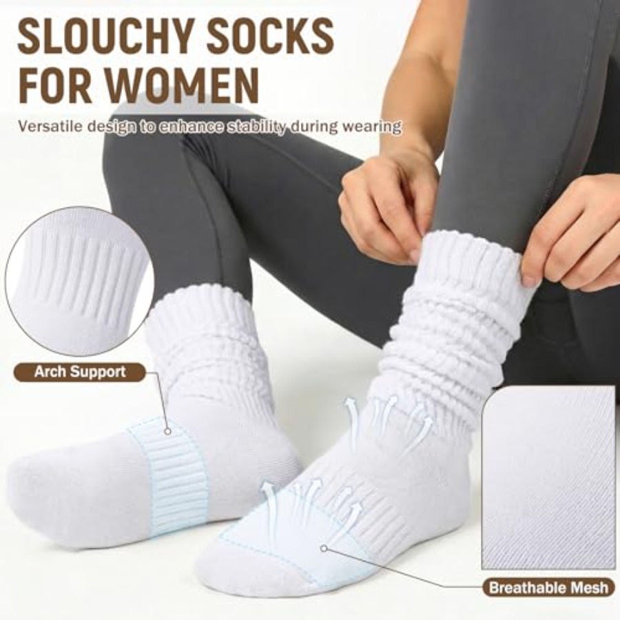 Chalier 5 Pairs Slouchy Socks  - огляд і ціна Boot Sock Slouchy