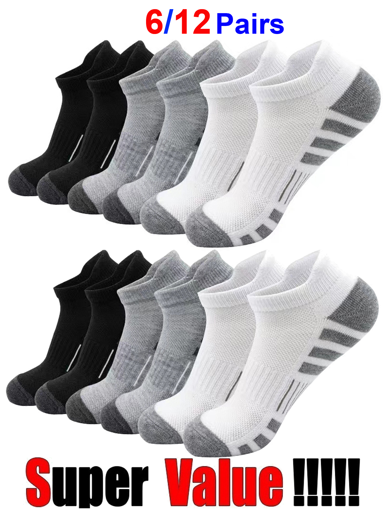 6/24 Pairs Cushioned Breathabl - огляд і ціна Athletic Sock Cushion