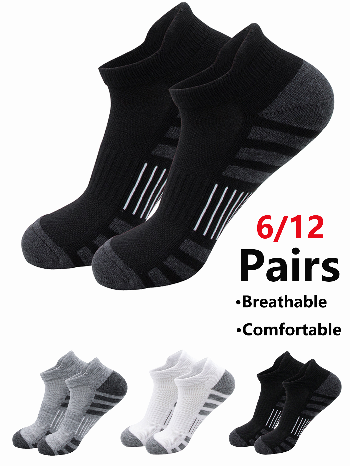 6/24 Pairs Cushioned Breathabl - огляд і ціна Athletic Sock Cushion