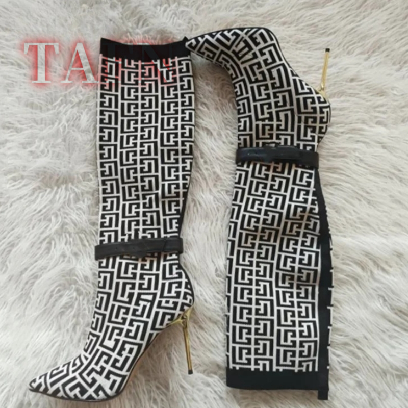 Women Stretch Sock Boots Fashi - огляд і ціна Knee High Sock Women