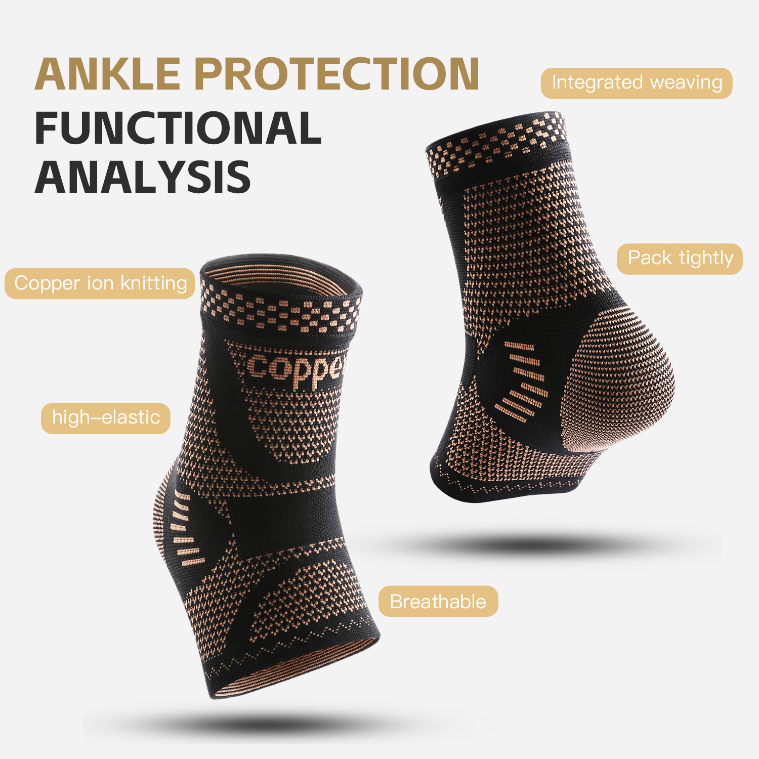 1/2 piece Copper Ankle Brace,I - огляд і ціна Ankle Brace Sock