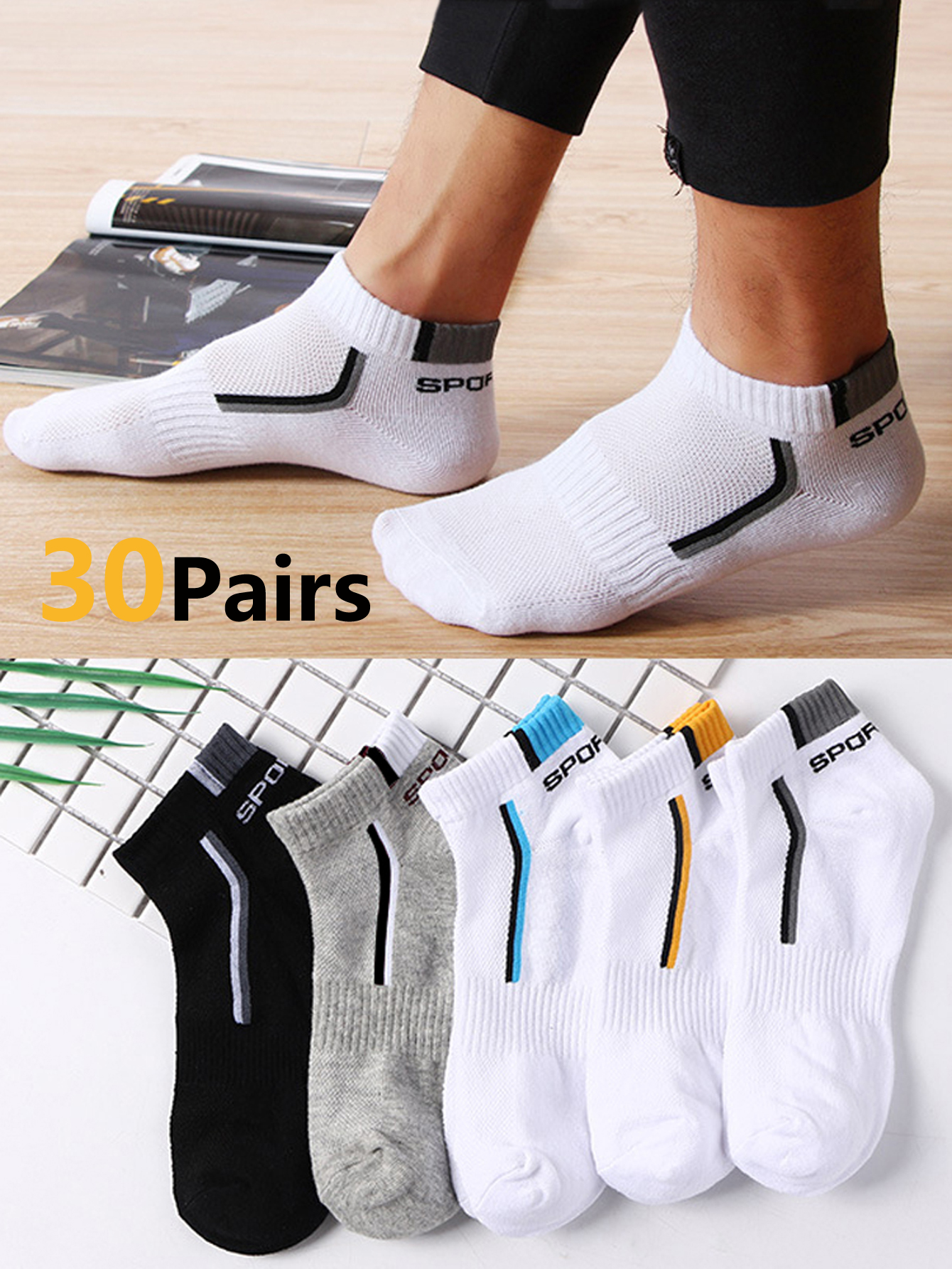 30Pairs Men's Mesh Breathable  - огляд і ціна Ankle Sock Low Cut