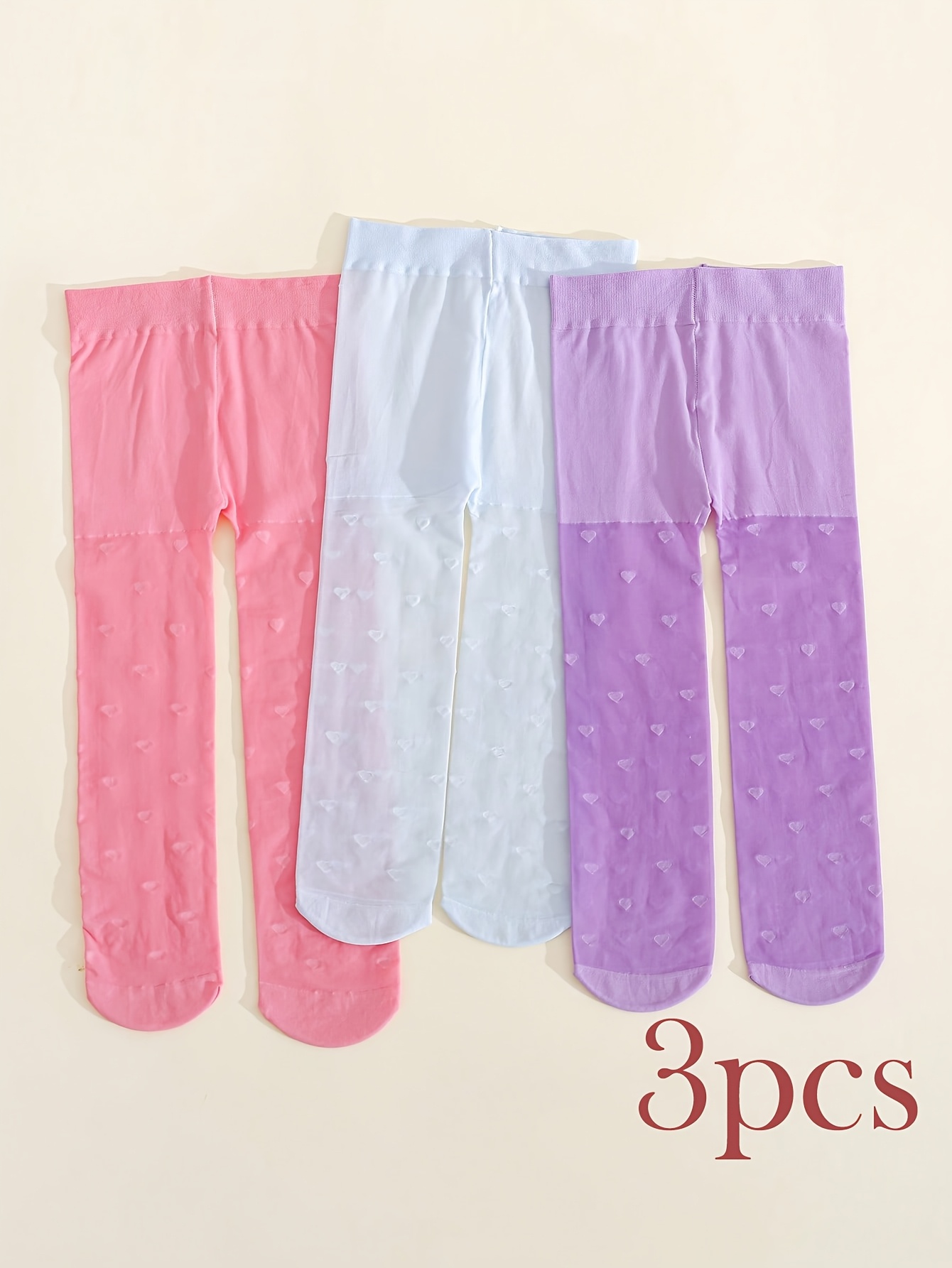 3PCS Toddler Girls Heart Print - огляд і ціна Tights Pantyhose Sheer