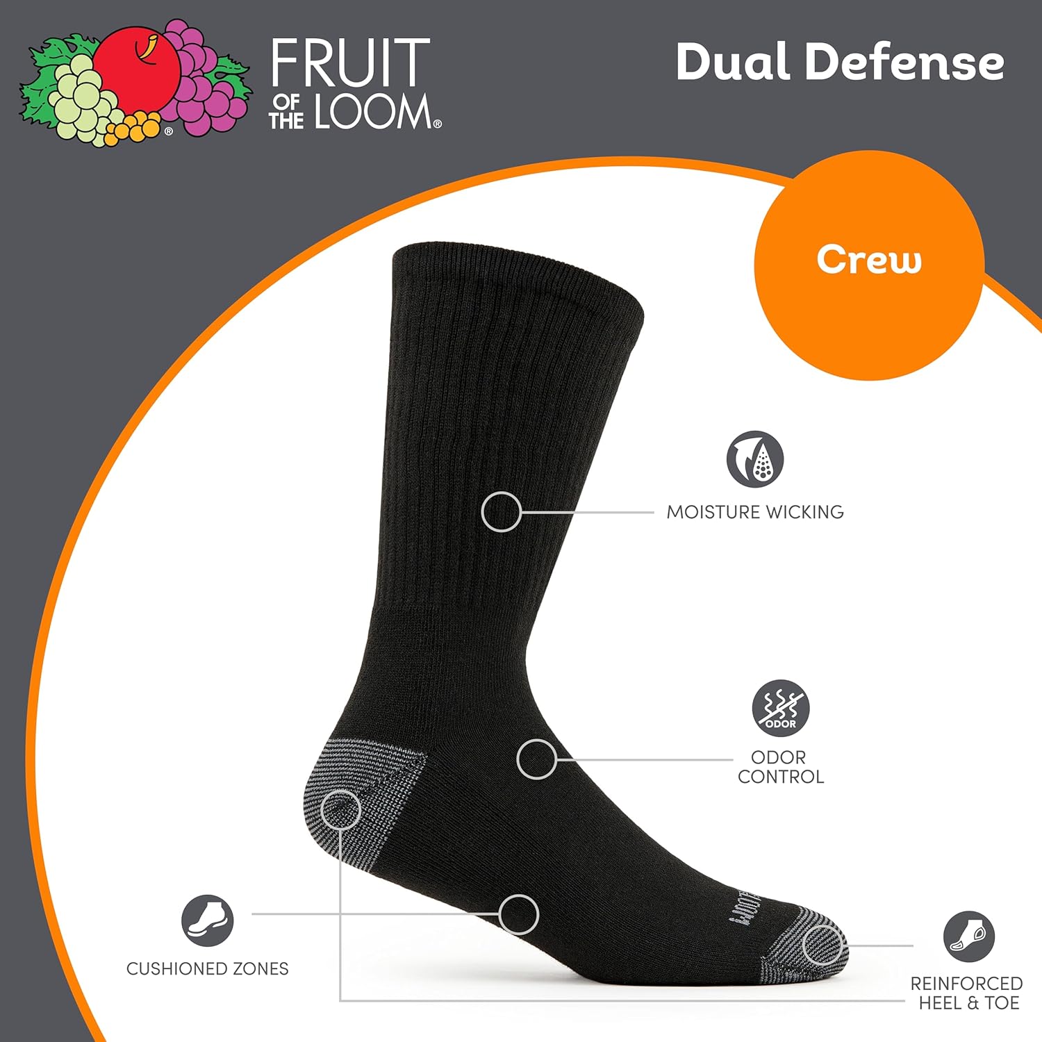 Men's Dual Defense Crew Socks  - огляд і ціна Cotton Crew Sock Pack